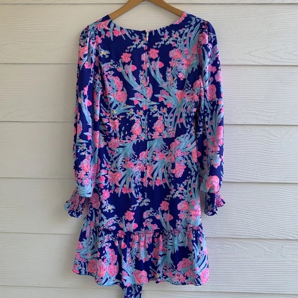 Lilly Pulitzer Floral multicolor Rosie Dress size 6 Long bishop sleeves Lined - Picture 4 of 14